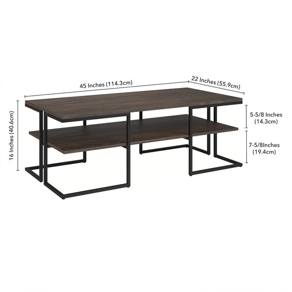 Homeroots 45" Black Steel Coffee Table With Shelf   520930