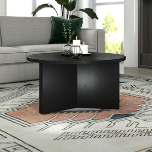 Homeroots 32" Black Round Coffee Table   520931