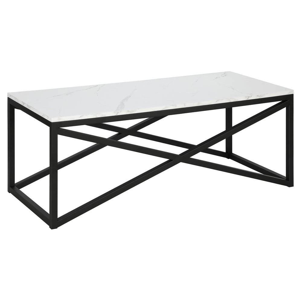 Homeroots 46" Black Faux Marble And Steel Coffee Table   520937