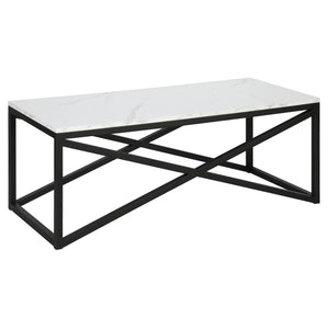 Homeroots 46" Black Faux Marble And Steel Coffee Table   520937