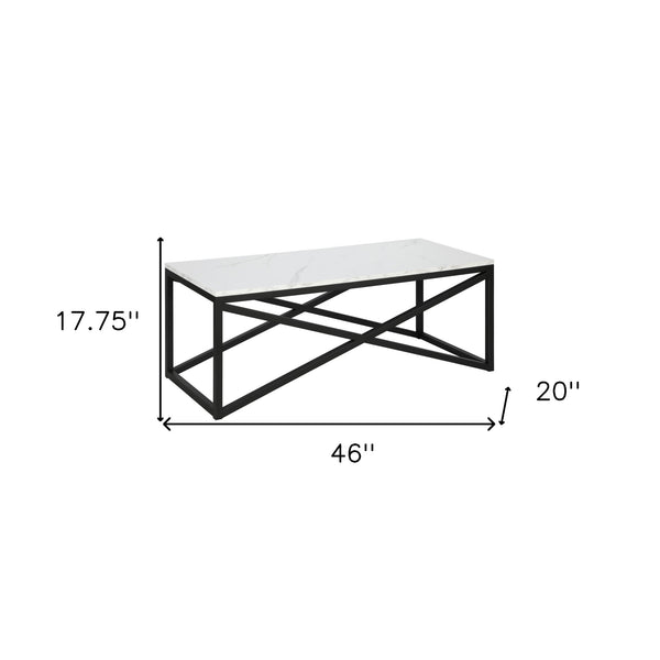 Homeroots 46" Black Faux Marble And Steel Coffee Table   520937