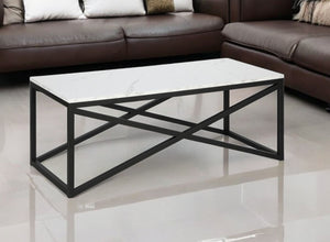 Homeroots 46" Black Faux Marble And Steel Coffee Table   520937