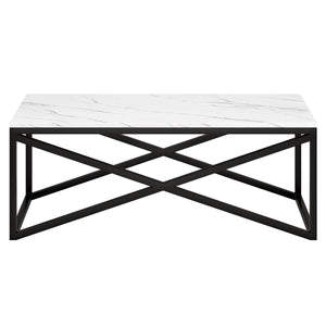 Homeroots 46" Black Faux Marble And Steel Coffee Table   520937