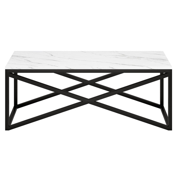 Homeroots 46" Black Faux Marble And Steel Coffee Table   520937