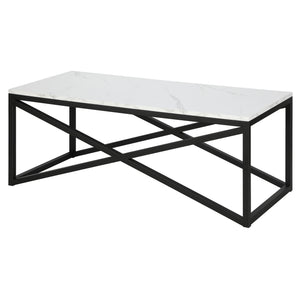 Homeroots 46" Black Faux Marble And Steel Coffee Table   520937