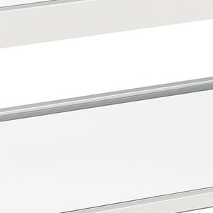 Homeroots 45" Clear Glass And White Steel Coffee Table With Shelf   520939