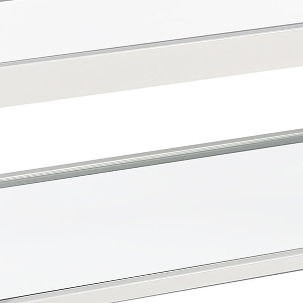 Homeroots 45" Clear Glass And White Steel Coffee Table With Shelf   520939