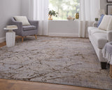 Feizy Rugs Pryor Luxurious Abstract High-low Pile Rug - Modern, Versatile Design In Earthy And Vibrant Tones Brown,Taupe,Tan Polyester,Viscose Pry39nefbrnmltf10