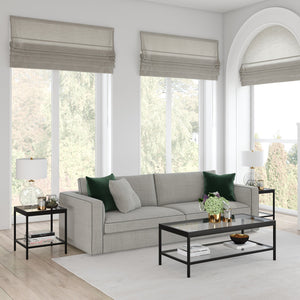 Homeroots 45" Clear And Black Glass And Steel Coffee Table With Shelf   520942