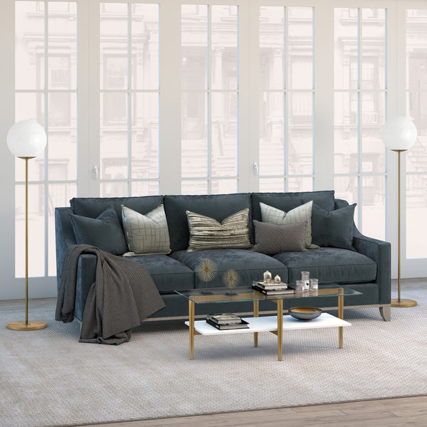 Homeroots 47" Gold Glass And Steel Coffee Table With Shelf   520947