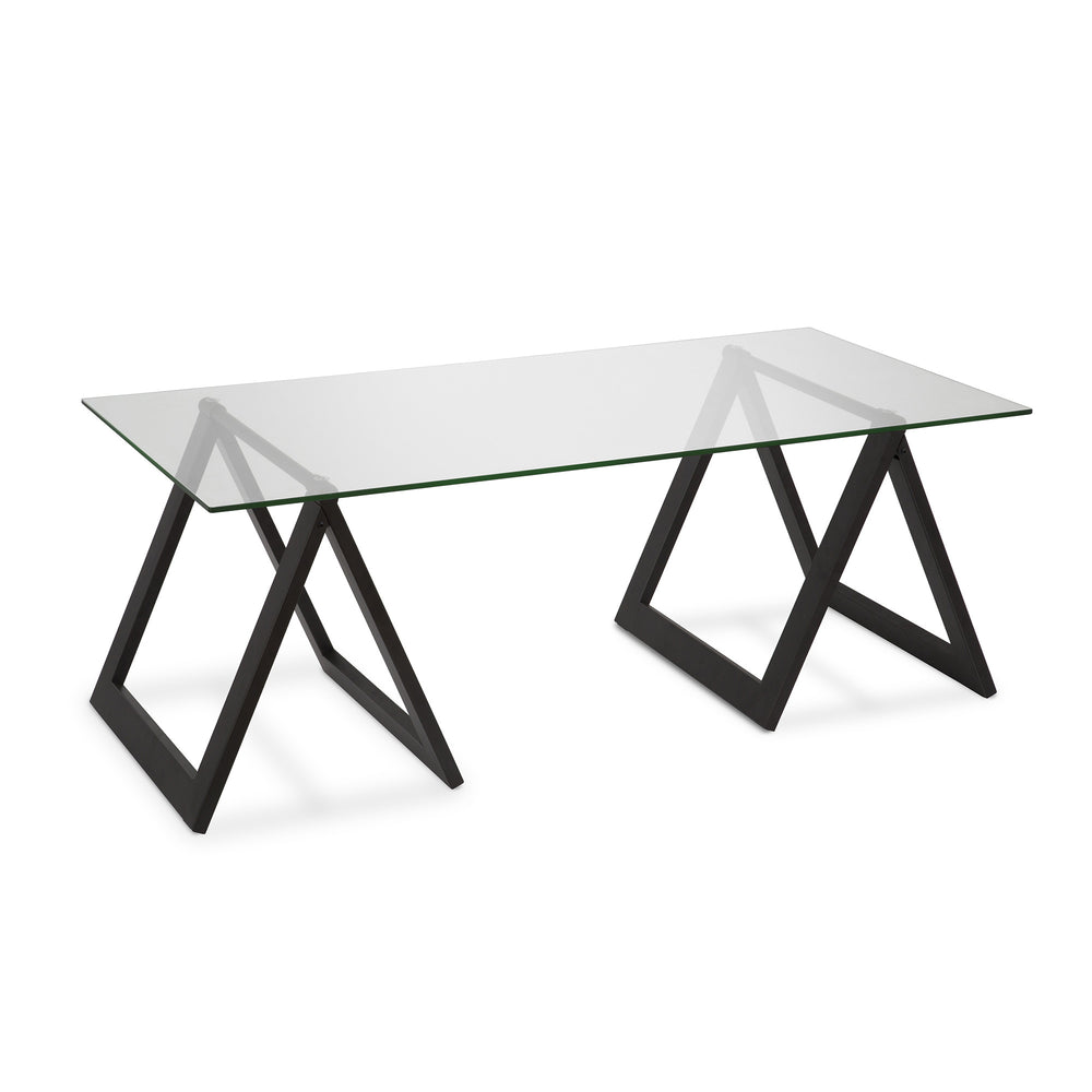 Homeroots 46" Black Glass And Steel Coffee Table   520949