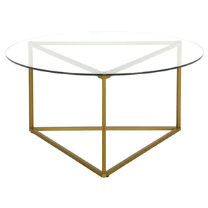 Homeroots 35" Gold Glass And Steel Round Coffee Table   520954