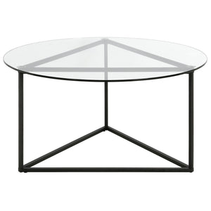 Homeroots 35" Black Glass And Steel Round Coffee Table   520955