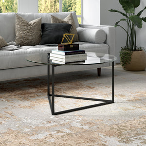 Homeroots 35" Black Glass And Steel Round Coffee Table   520955