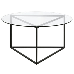 Homeroots 35" Black Glass And Steel Round Coffee Table   520955
