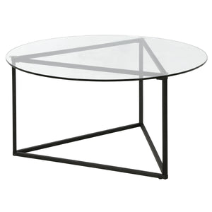 Homeroots 35" Black Glass And Steel Round Coffee Table   520955