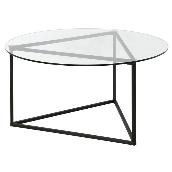 Homeroots 35" Black Glass And Steel Round Coffee Table   520955