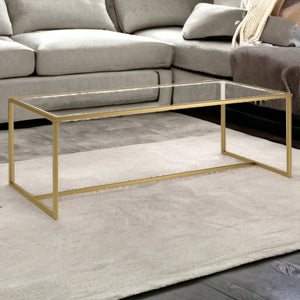 Homeroots 47" Gold Glass And Steel Coffee Table   520956