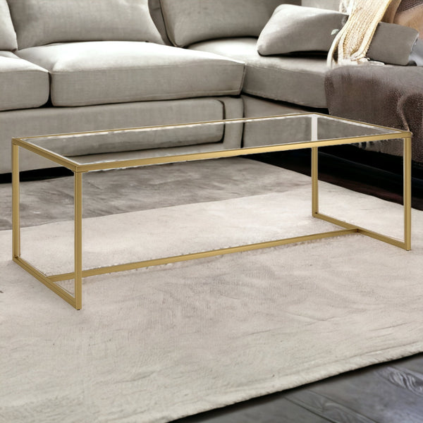 Homeroots 47" Gold Glass And Steel Coffee Table   520956