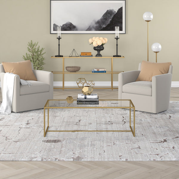 Homeroots 47" Gold Glass And Steel Coffee Table   520956