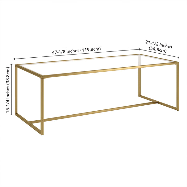 Homeroots 47" Gold Glass And Steel Coffee Table   520956