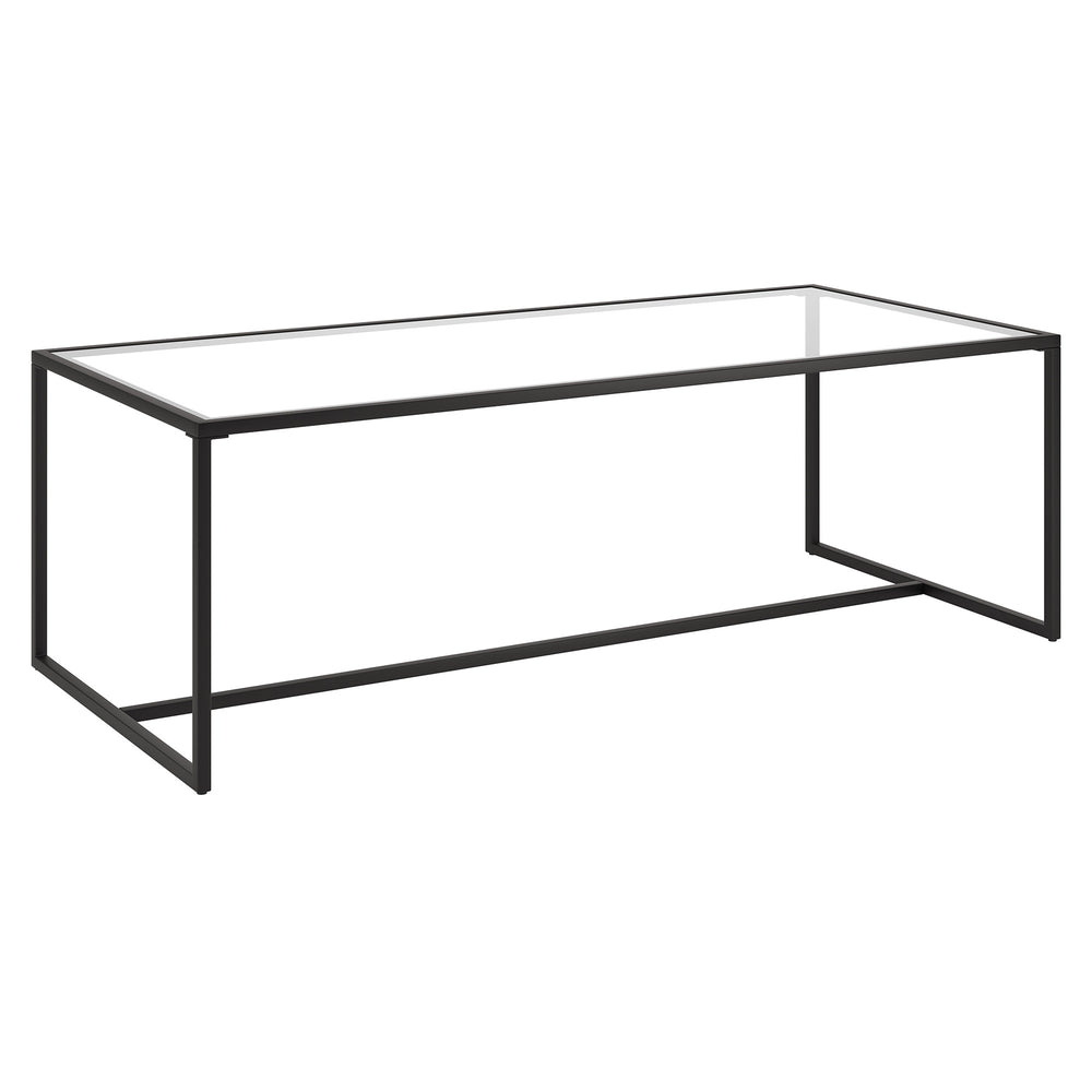 Homeroots 47" Black Glass And Steel Coffee Table   520957