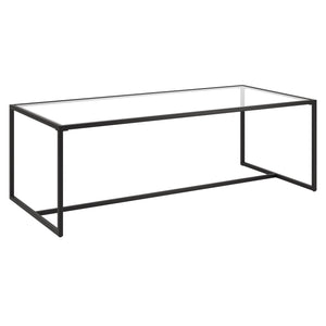 Homeroots 47" Black Glass And Steel Coffee Table   520957