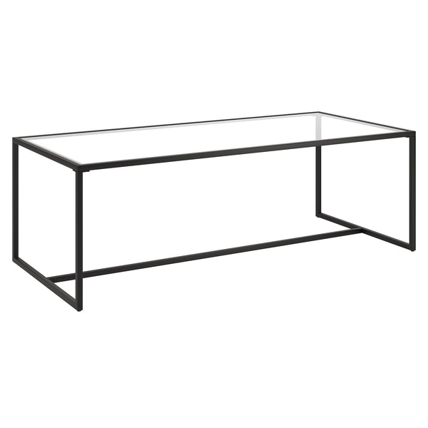 Homeroots 47" Black Glass And Steel Coffee Table   520957