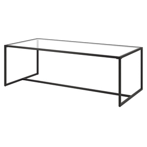 Homeroots 47" Black Glass And Steel Coffee Table   520957