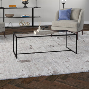 Homeroots 47" Black Glass And Steel Coffee Table   520957