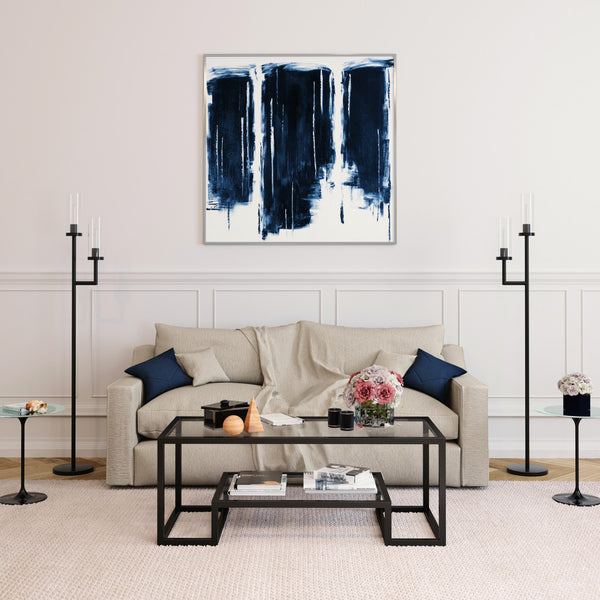 Homeroots 45" Clear And Black Glass And Steel Coffee Table With Shelf   520964