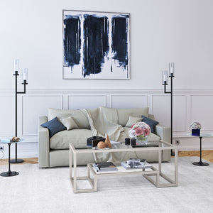 Homeroots 45" Silver Glass And Steel Coffee Table With Shelf   520966