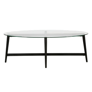 Homeroots 50" Clear And Black Glass And Steel Oval Coffee Table   520968
