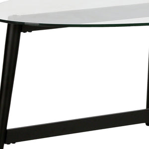 Homeroots 50" Clear And Black Glass And Steel Oval Coffee Table   520968