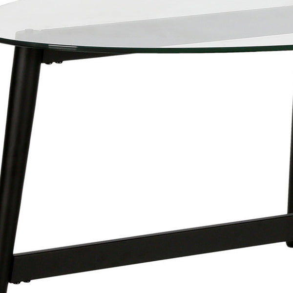 Homeroots 50" Clear And Black Glass And Steel Oval Coffee Table   520968