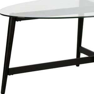 Homeroots 50" Clear And Black Glass And Steel Oval Coffee Table   520968