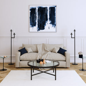 Homeroots 36" Black Glass And Steel Round Coffee Table   520975