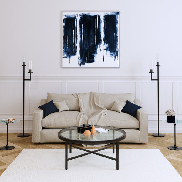 Homeroots 36" Black Glass And Steel Round Coffee Table   520975