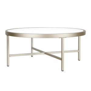 Homeroots 36" Silver Glass And Steel Round Coffee Table   520977