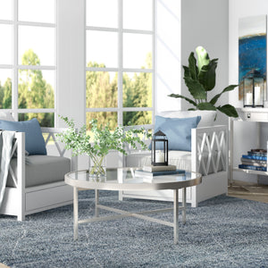 Homeroots 36" Silver Glass And Steel Round Coffee Table   520977