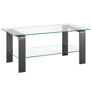 Homeroots 40" Gray Glass And Steel Coffee Table With Shelf   520986
