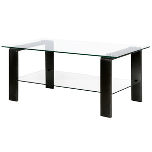 Homeroots 40" Black Glass And Steel Coffee Table With Shelf   520987