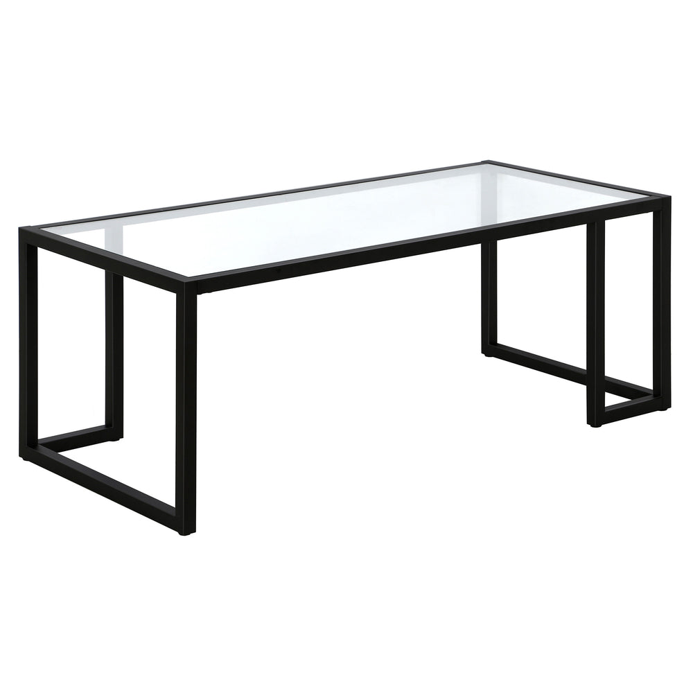 Homeroots 45" Black Glass And Steel Coffee Table   520988