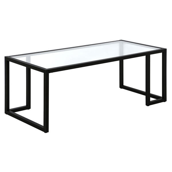 Homeroots 45" Black Glass And Steel Coffee Table   520988