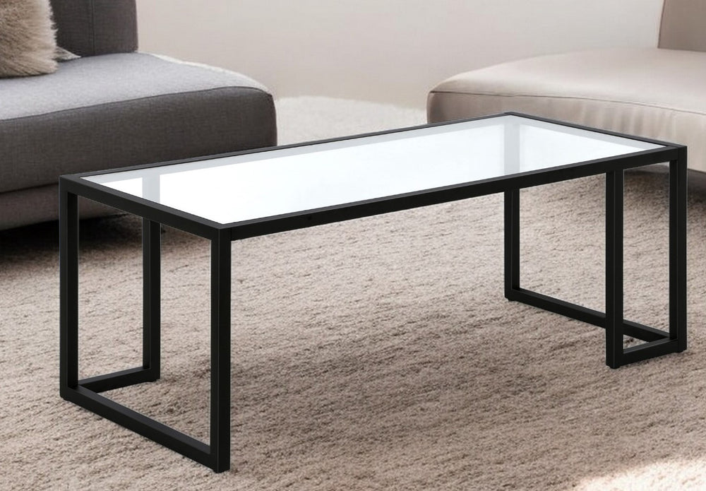 Homeroots 45" Black Glass And Steel Coffee Table   520988
