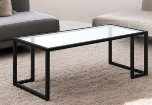 Homeroots 45" Black Glass And Steel Coffee Table   520988
