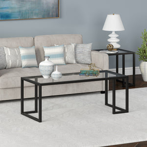Homeroots 45" Black Glass And Steel Coffee Table   520988