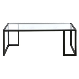 Homeroots 45" Black Glass And Steel Coffee Table   520988