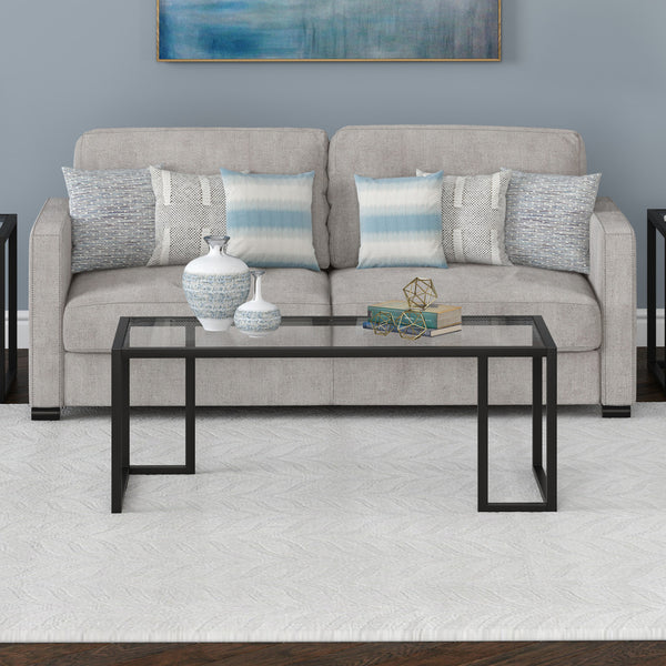 Homeroots 45" Black Glass And Steel Coffee Table   520988