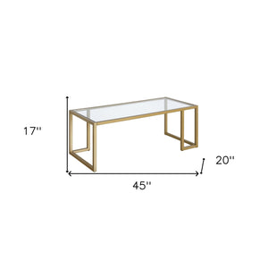 Homeroots 45" Gold Glass And Steel Coffee Table   520989